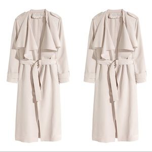H&M PALE NUDE WATERFALL COLLAR TRENCH